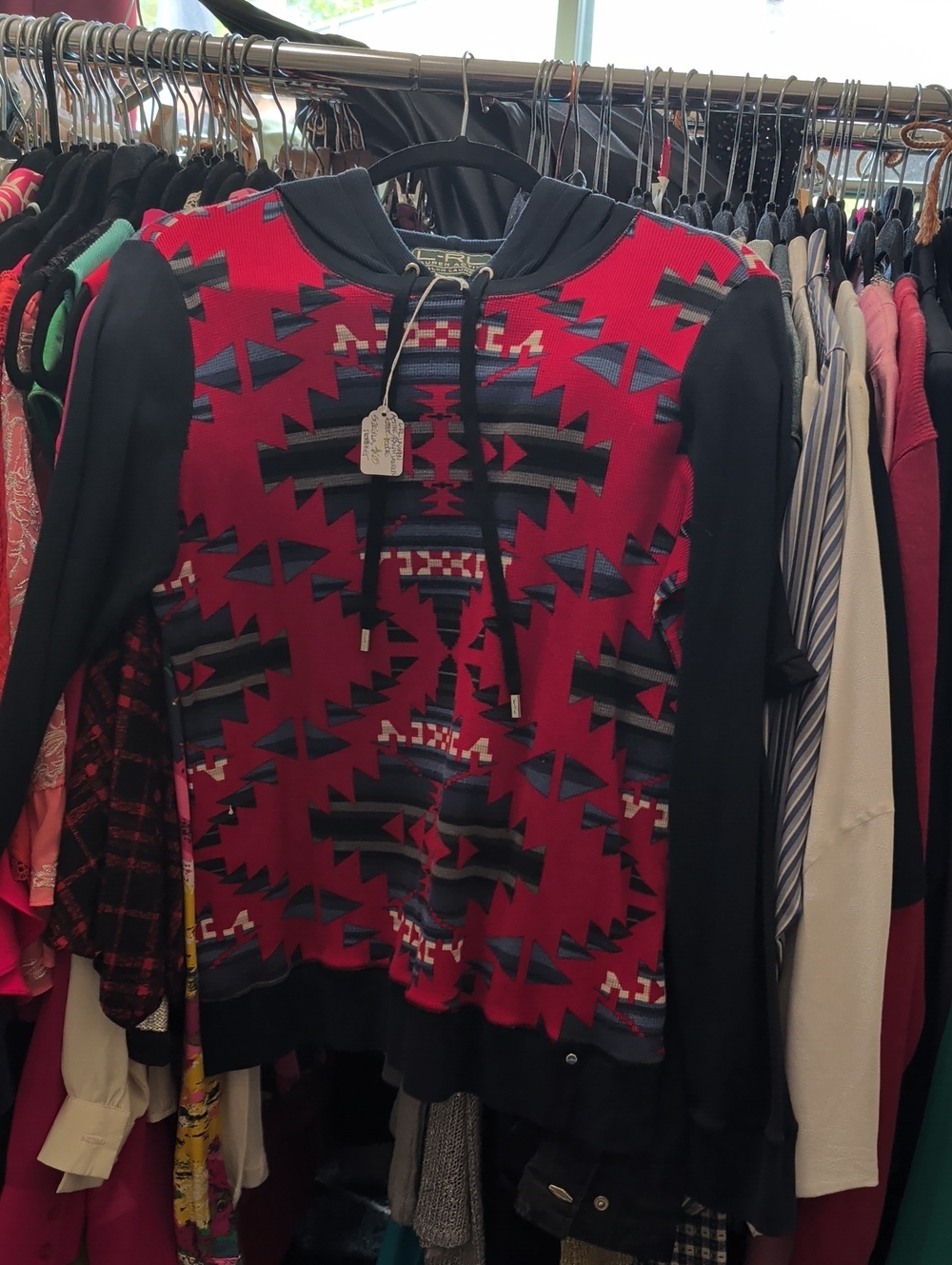 Ralph Lauren Red Aztec Zip-Up Hoodie Sweater